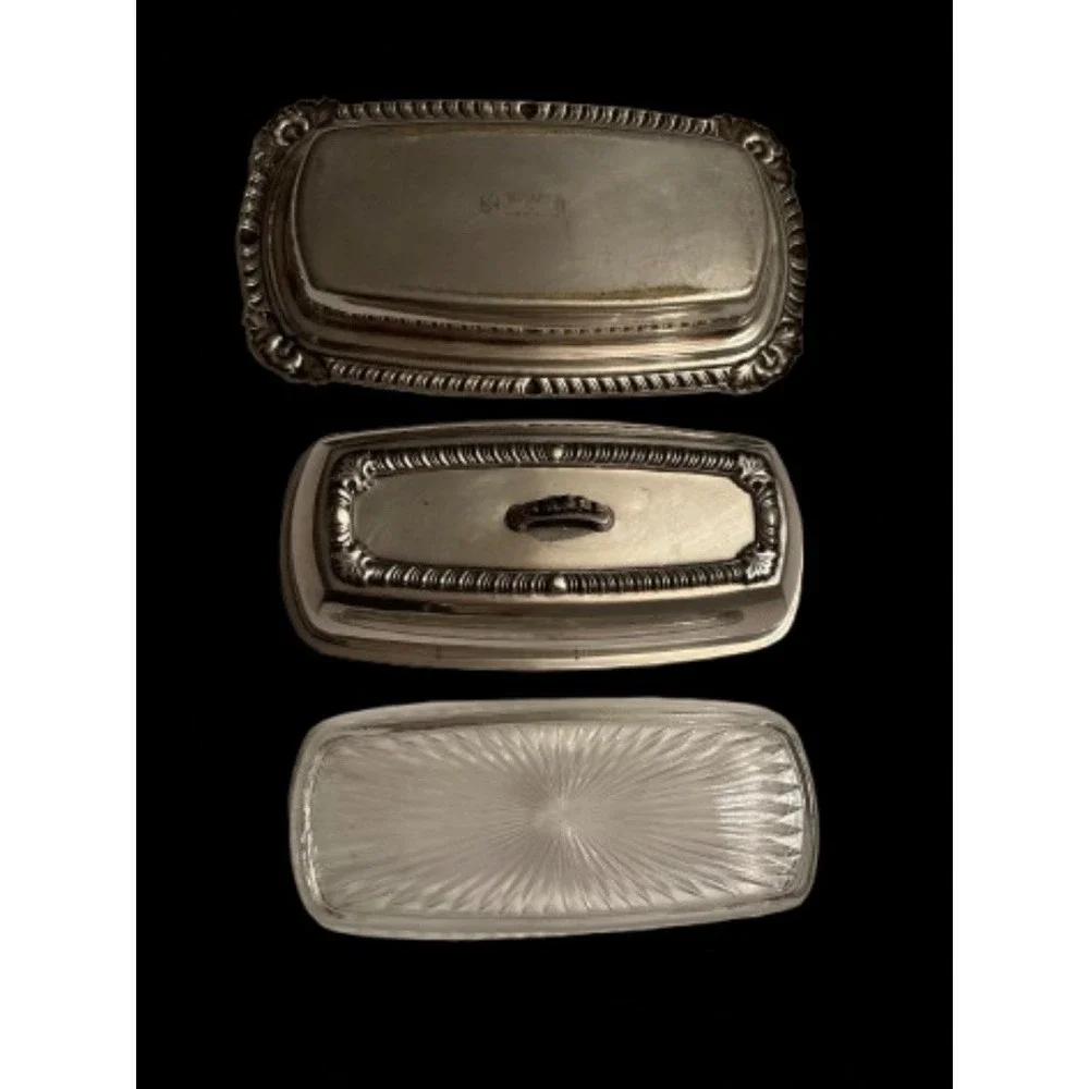 3 piece butter dish English Silvet MFG‎ Corp 391 Made in USA Vintage
